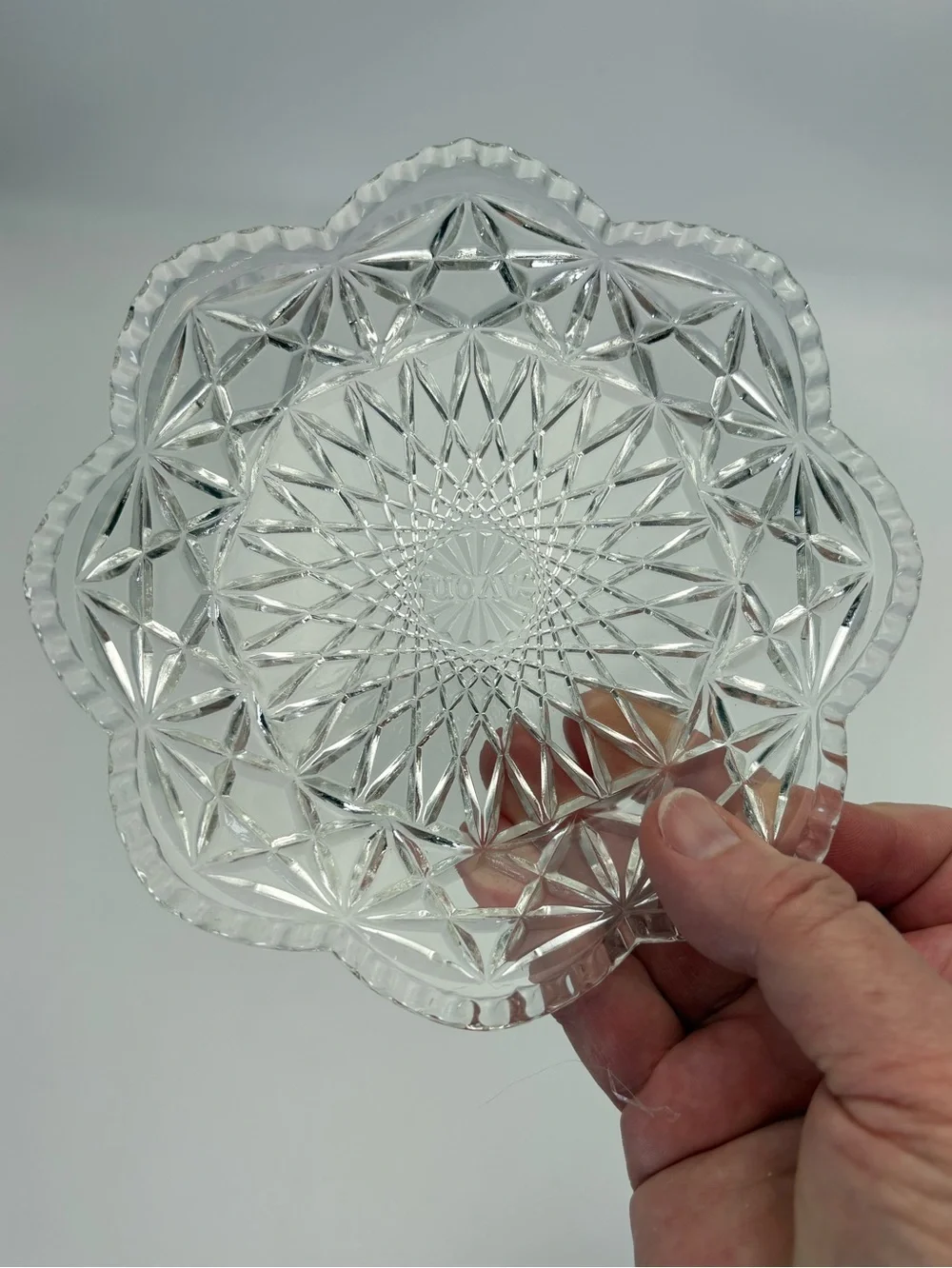 Vintage Fostoria Avon Clear Glass Ornate Domed Butter or Cheese Dish